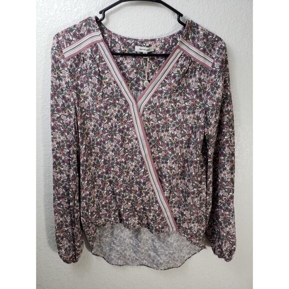 Max Studio Women’s Small Faux Wrap Top V-Neck Floral Print Long Sleeve - Picture 1 of 7